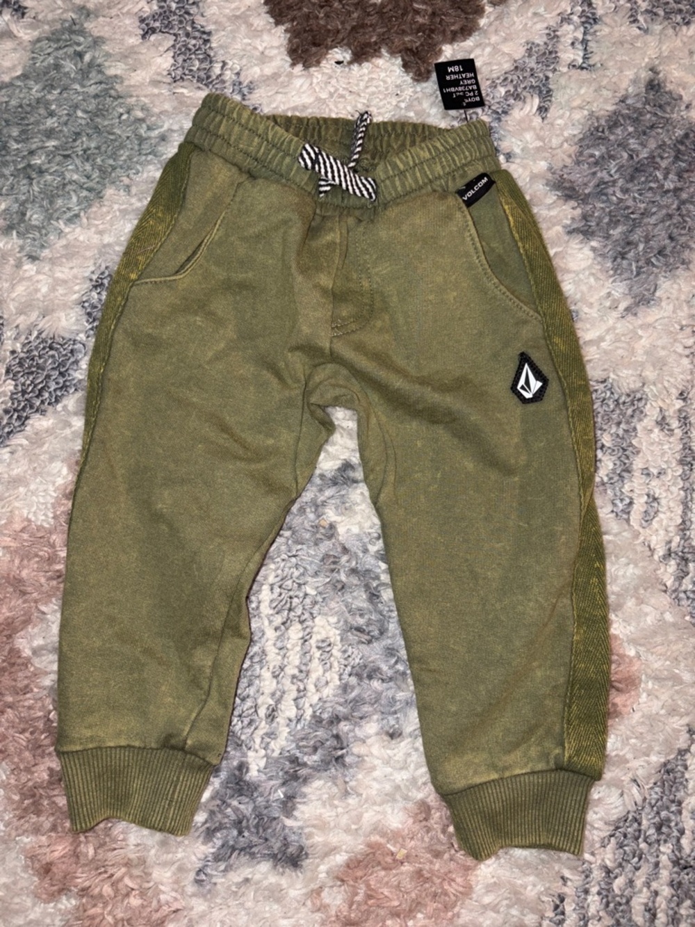 Volcom Kids Olive Jogger Pants with Logo Patch